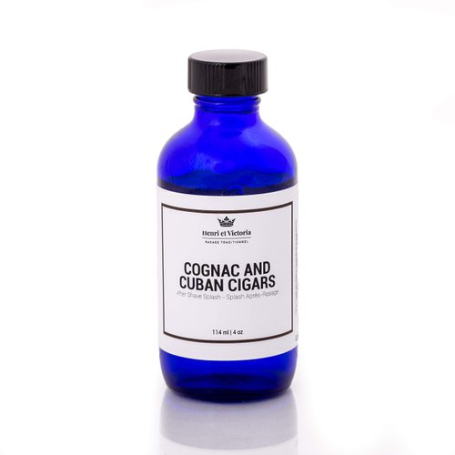 Henri et Victoria Aftershave Splash For Men l Canadian Made by A Skilled Artisan l Moisturize and Soothe the Skin 114 ml (4 oz) (Cognac and Cuban Cigars Fragrance)