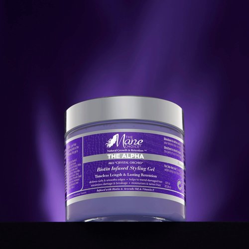 The Mane Choice The Alpha Crystal Orchid Biotin Infused Styling Gel, 16 Oz, Defines Curls & Smooths Edges, Hair Gel for Coily, Wavy & Curly Hair, Enriched with Biotin, Avocado Oil & Vitamin E