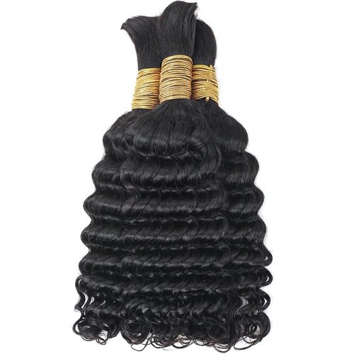 Human Braiding Hair 1 Bundle 18" 100g Deep Water Wave Human Hair Bulk for Braiding Boho Braids No Weft Brazilian virgin Curly Loose Wave Bulk Human Hair Extensions for Boho Braids Wet and Wavy Bulk