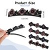 COMNICO Sparkling Crystal Stone Braided Hair Clips, 4Pcs Four-Leaf Clover Duckbill Clips Shiny Rhinestone Hairpins Hair Accessories for Women and Girls Styling Sectioning