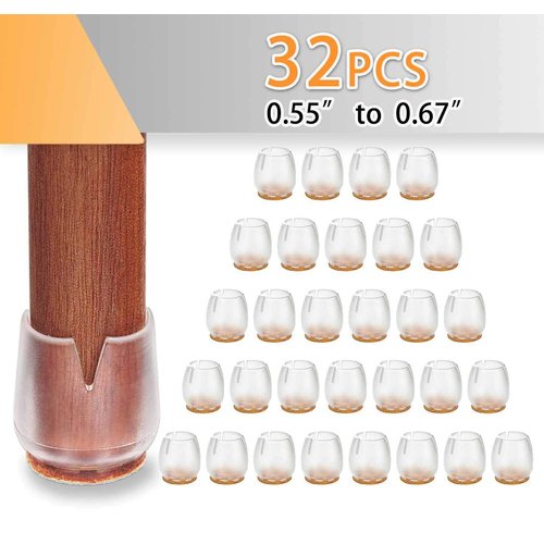 JoyLionKay Chair Leg Caps, Round Chair Leg Feet Wood Floor Protectors, Small (1/2" to 5/8")