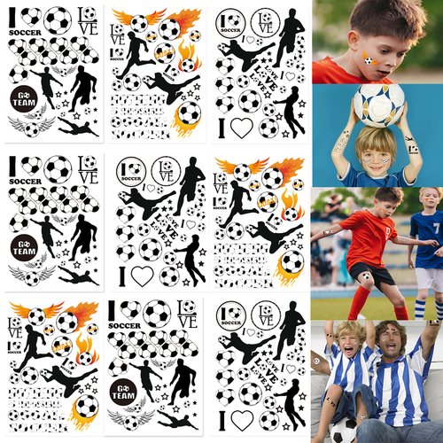 550PCS Soccer Motivational Tattoos Temporary for Kids - Soccer Football Baby Shower Birthday Part...