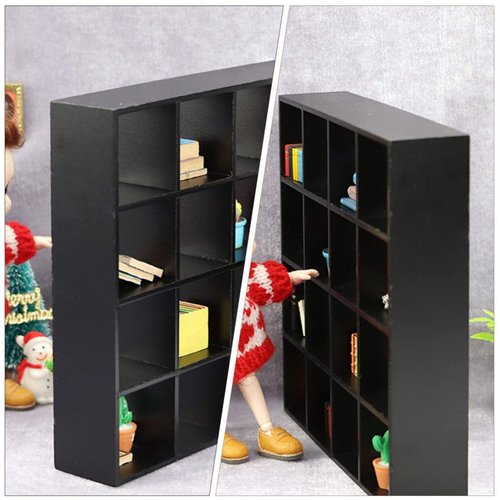 Home Decor Doll House Furniture Miniature Wooden Storage Rack 16 Grid Display Shelf Model Wooden Mini Doll House Furniture Accessories Decoration 1: 12 Storage Rack Locker Shelf