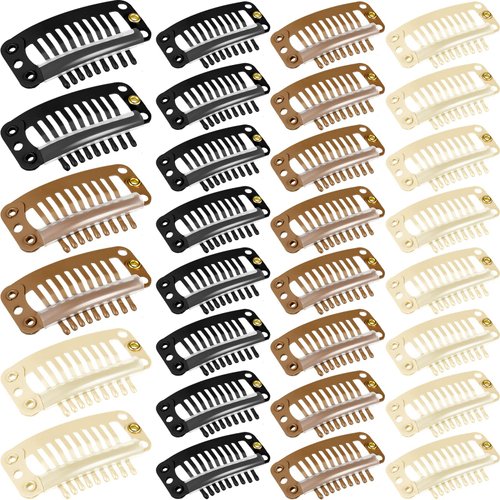 30 Pieces Hair Extension Snap Clips with 9 Teeth - Small Wig Comb Accessories for Women's DIY Hair Extensions (Mixed Colors)