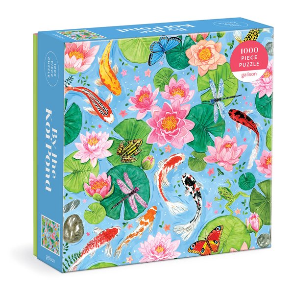 Galison by The Koi Pond – 1000 Piece Puzzle Fun and Challenging Activity with Bright and Bold Artwork of Beautiful Koi Fish Pond for Adults and Families