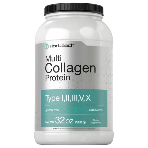 Horbaach Multi Collagen Protein Powder 32 oz | Type I, II, III, V, X | Hydrolyzed Collagen Peptides | Keto & Paleo Friendly | Unflavored & Gluten Free