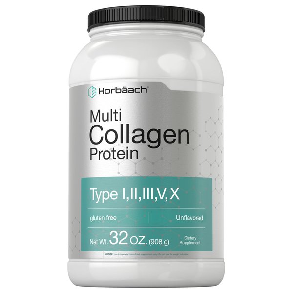 Horbaach Multi Collagen Protein Powder 32 oz | Type I, II, III, V, X | Hydrolyzed Collagen Peptides | Keto & Paleo Friendly | Unflavored & Gluten Free