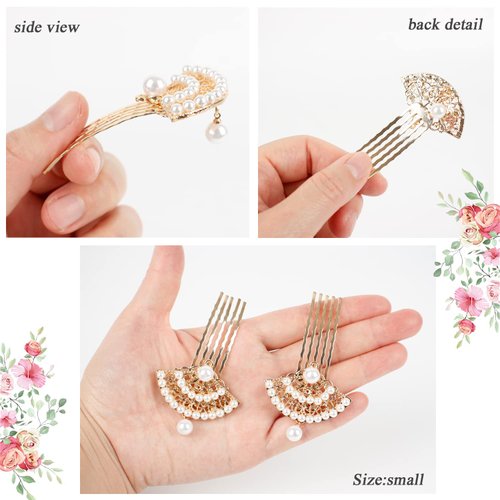 Pearl Hair Comb Small Decorative Hair Side Comb Delicate fan-shaped Appearance and Embellished with Pearls Elegant Pearl Hair Side Comb for Women