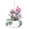Zerodis Mini Flower Pot, 1:12 Doll House Mini Clay Flower Plant Pot Flower Arrangement Model of Rose Hanging Pot for Children