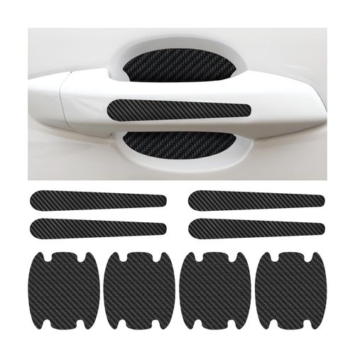 BESULEN Car Door Handle Bowl Sticker, 8 Pcs Carbon Fiber Anti-Scratches Protectors, Universal Car Door Handle Cup Paint Guard Protective Films, Self-Adhesive & Non-Marking, Car Accessories (Black)