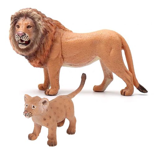 Gemini&Genius 2Pcs Lion Toys for Kids, Safari Lion Animal Toy Figures, Wildlife Family Lions Action Figures, Great for Educational Toys, Party Favors, School Projects, Cake Toppers for Kids