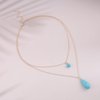 TseanYi Boho Teardrop Turquoise Neckalce Layered Turquoise Pendant Neckalce Gold Circle Turquoise Choker Necklace Vintage Layering Turquoise Water drop Necklace
