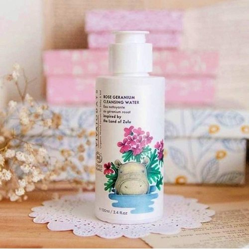 VIVAIODAYS Organic Rose Geranium Cleansing Water -Quick Clean up for Baby & Gentle Makeup Remover (3.4 oz | 100 ml)
