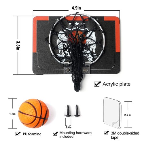 GYSH Indoors Office Desktop Mini Basketball Hoop,Mini Foam Basketball and Hoop,It can be Installed on The Desk, on The Wall, Behind The Door, Indoors and Outdoors Shooting Decompression. (black2)