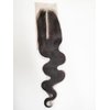 Human Hair Body Wave Lace 2x6 Kim K Closure Brazilian Remy Hair Middle Part Transparent Swiss Lace Wavy Closure with Baby Hair Natural Black Color (14 inch, 2x6 Closure)