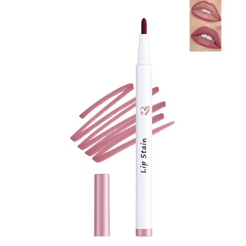 Lip Stain Marker Pen, Rose Red Lip Liner Stain Liquid Lipstick Lipliner Pencil Longlasting Waterproof 24H, Matte Lip Color Lipstain Tint Precise Chisel Tip Marker Lipgloss Lip Makeup for Women-03