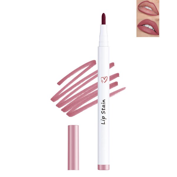 Lip Stain Marker Pen, Rose Red Lip Liner Stain Liquid Lipstick Lipliner Pencil Longlasting Waterproof 24H, Matte Lip Color Lipstain Tint Precise Chisel Tip Marker Lipgloss Lip Makeup for Women-03