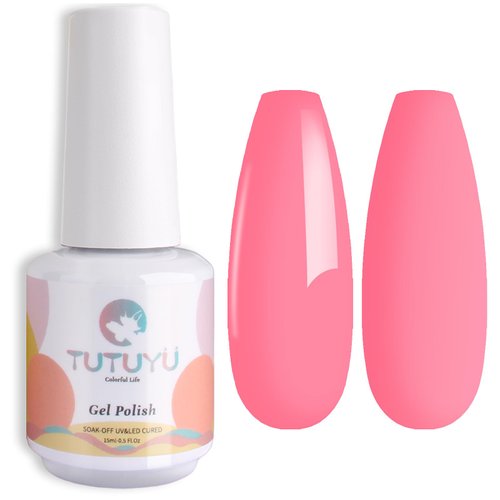 TUTUYU Pastel Coral Pink Gel Nail Polish,Macaron Coral Pink Gel Polish for Nail Art Starter or Manicure Salon, 0.51 Fl Oz - GP0022