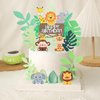 Jungle Safari Animal Cake Toppers, Wild One Animals Cake Decorations with Monkey Giraffe Lion Elephant Figurines, for Baby Shower Birthday Jungle Theme Party Supplies