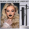 AOAZXBB Black Lipstick Black Lip Liner Set Matte Lipstick 2PCS Long Lasting Black Lip Stain and Lip Liner Set for Halloween Cosplay Goth Makeup
