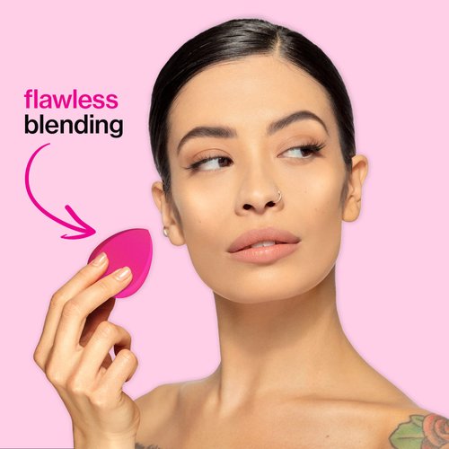 wet n wild Makeup Sponge - Low Product Absorption for Streak-Free Application, Effortless Blending Beauty for a Smooth Professional Looking Finish, Cruelty-Free & Vegan-Pink