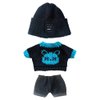 niannyyhouse 20cm Plush Doll Clothes Hat Kitten Sweater Flanging Jeans Kpop Doll Clothing (Black+Blue)