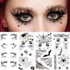 Halloween Eye Shadow Stickers Eyeliner Decals Spider Bat Spider Web Skull Bat Temporary Tattoo Stickers Face Eye Makeup Tattoos Stickers for Women Girls Halloween Masquerade Party