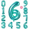 40 Inch Teal Blue Jumbo Digital Number Balloons 6 Huge Giant Balloons Foil Mylar Balloons for Baby Shower Party Ocean Mermaid Theme Birthday Decor Supplies
