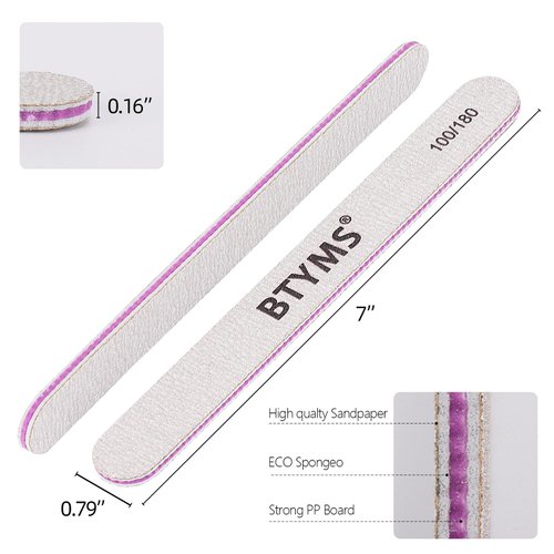 BTYMS 25Pcs Nail Files 100/180 Grit Double Sided Emery Board Nail Buffering Files for Acrylic and Natural Nails