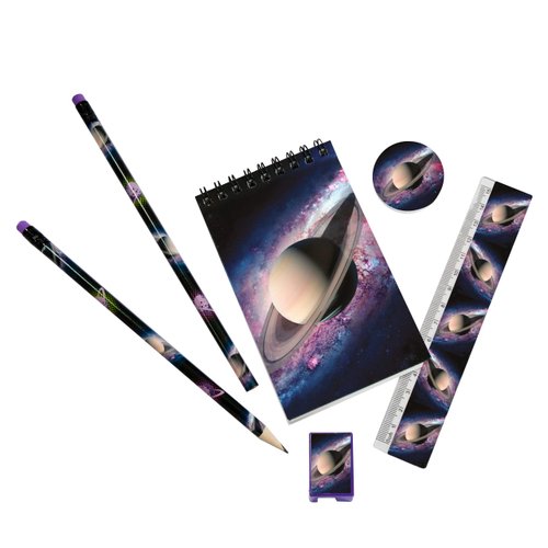 Deluxebase Wild Stationery Set - Tiger School Stationary Sets from School Supplies Include 2 Pencils, Pencil Eraser, Pencil Sharpener, Ruler, and Cute Notebook. Stationary Supplies Gifts for Kids