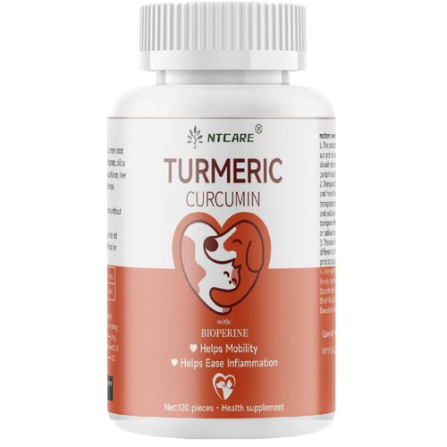 Turmeric for Dogs Anti Inflammatory Pain Relief -Dog Pain Relief-120 Chewable Tablets Hip & Joint Support with Curcumin and BioPerine, Antioxidant, Cardiovascular Health,Mobility Support