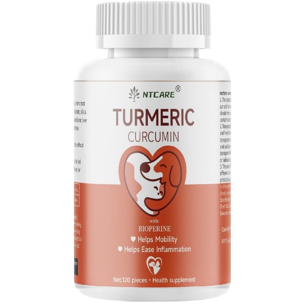 Turmeric for Dogs Anti Inflammatory Pain Relief -Dog Pain Relief-120 Chewable Tablets Hip & Joint Support with Curcumin and BioPerine, Antioxidant, Cardiovascular Health,Mobility Support