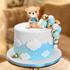 Bear Cake Toppers Mini Bear Cake Decorations Blue BABY Letter Cake Toppers Gold Blue White Pearl Ball For Baby Shower Boy Birthday Party Teddy Bear Theme Party Supplies (Blue Baby)