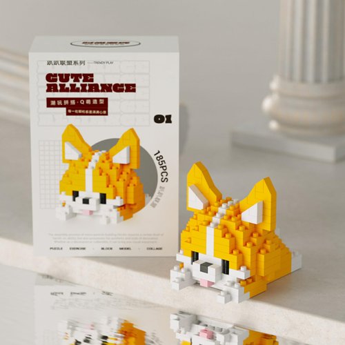 ALITTDRE Cute Animal Building Block Adult Micro Building Blocks Mini Building Block Animals Toy Panda Raccoon Model Kit Home Decors for Kids and Adults(Corgi)