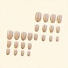 24Pcs Gold French Tip Press on Nails Short Almond Fake Nails Artificial Glossy Designs Glue on Nails Nude Pink Full Cover Stick on Nails French False Nails for Women Girls Acrylic Nails Decorations