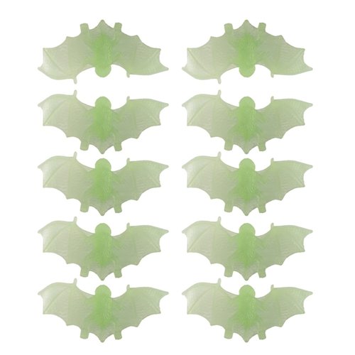 Qhonhon 10 Pieces Glow in The Dark Fake Bats Wall Decor Night Light Illusion Luminous Realistic Plastic Fake Bats Spooky Bats for Halloween Trick Decoration Supplies (Green)