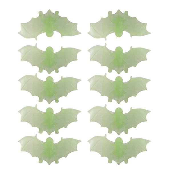 Qhonhon 10 Pieces Glow in The Dark Fake Bats Wall Decor Night Light Illusion Luminous Realistic Plastic Fake Bats Spooky Bats for Halloween Trick Decoration Supplies (Green)