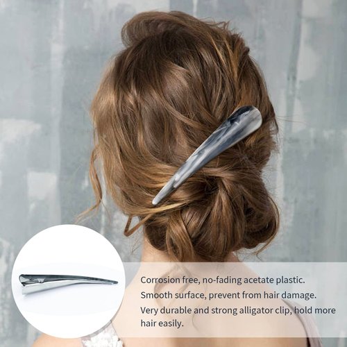 Dizila 6 Pack 5.5 Inch Long Big Acrylic Alligator Hair Clips for Styling Non Slip Metal Duckbill Clips Barrettes Hairpins Ponytail Holders Bun Horn Clamps Accessories for Women Girls