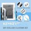 KevKev Lash Extension Kit 300Pcs Lash Clusters Kit DIY Eyelash Extension Kit with Lash Bond and Seal Eyelash Remover Lash Applicator Wispy Lashes Look Like Extensions Gift Kit (30D, D-10-18mix)