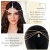 NAISKA Rhinestone Head Chain Multi Layered Headpieces Boho Hair Chian Wedding Hair Clips Forehead Bridal Headband Crystal Hair Band Party Hair Jewelry for Women and Girls(Gold)