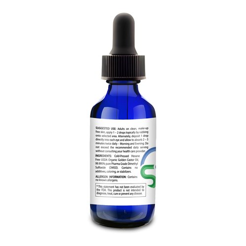 DMSO Castor Oil- Pure Cold Pressed Organic Blend Supports Skin Renewal, Detox & Immune Balance- Hexane Free for Face, Joint & Muscles- Vegan Castor Oil for Eyelashes- 2 Oz