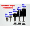 M6x50mm XX Long Bolts for 30"- 40" TVs • Wall Mount Bracket to TV • VESA 200 • Stainless Steel