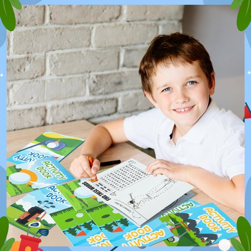 Golf Activity Books for Kids - Sports Golf Theme Mini Games Coloring Book Set Bulk Mazes Word Search Word Scramble Games DIY Booklet for Birthday Party Goodie Bags Stuffers Classroom Favors Supplies
