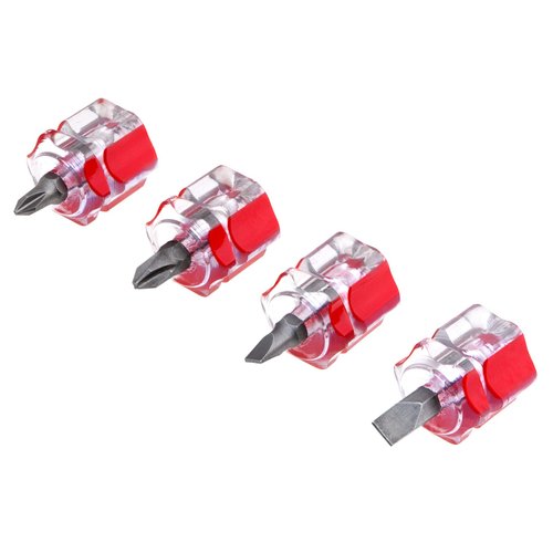 Performance Tool W80004 4 Piece Mini Stubby Screwdriver Set (Phillips sizes: #1 and #2, Slotted sizes: 3/16 and 1/4"), Sewing Machines Screwdriver