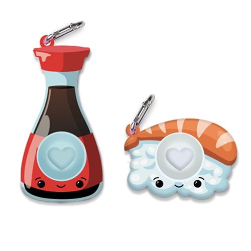 TOP TRENZ OMG Pop Fidgety Bubble Fidget Toy Stress Relief Anxiety Boredom Keychain - BFF Sushi & Soy Sauce