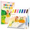 TECJOE Paint with Water Coloring Books for Toddlers, Princess Series Watercolor Set with 3 Brushes, Mess Free Painting Activity for Kids Ages 4 5 6 7 8, Christmas Gifts Arts & Crafts Toy