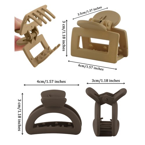 Small Hair Clips Flower Hair Claw Clips for Women 12pcs Matte Small Claw Clips Cute Hair Clips for Girls (Rectangle - Pink/Blue/Green/Brown/Black)