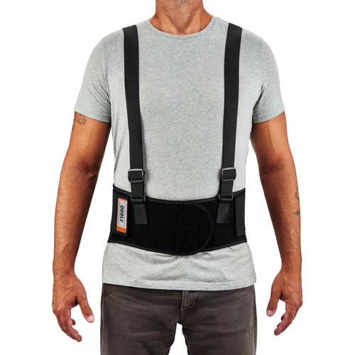 Ergodyne ProFlex 1600 Back Support Brace, 9" Extended Support, High Cut Front For Mobility, XL,Black