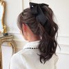 Generic 2 PCS Ribbon Bow Banana Clip Vertical Ponytail Claw Clip Bowknot Hair Clip for Women Girls Korean Style Banana Barrette Sweet Hair Accessories Ponytail Holder, Black,red