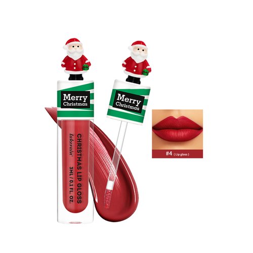 DLZZRS Christmas Lip Gloss-Matte & Pearlescent Shimmering Gloss Lipstick, Rich Color Waterproof Long-lasting Moisturizing Dry Lip & Lip Care, Ideal Christmas Gift for Women and Girls (#04)